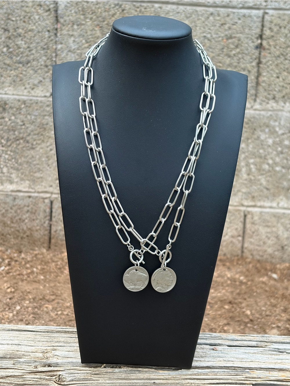 Desert Steel Buffalo Nickel Toggle Necklace